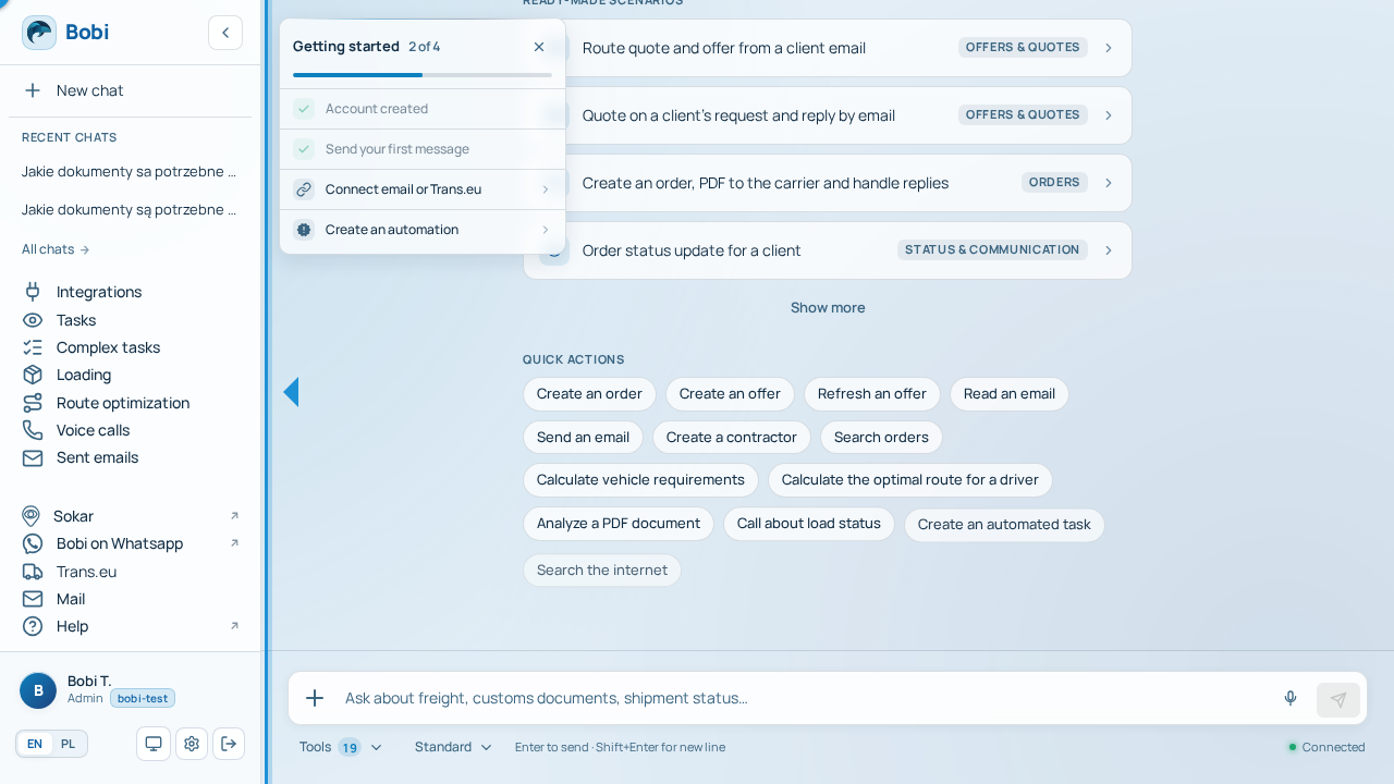 Bobi app sidebar